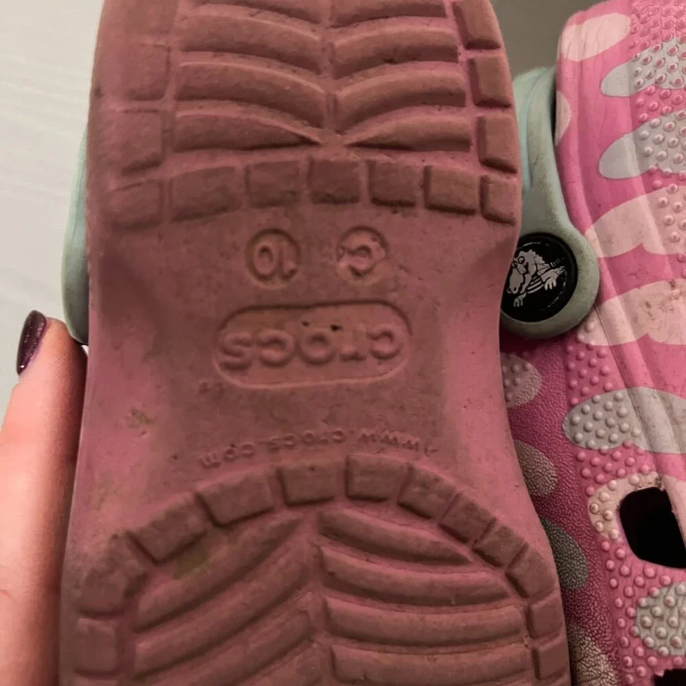 Kids Crocs - Size 10 - Pink w/ Hearts